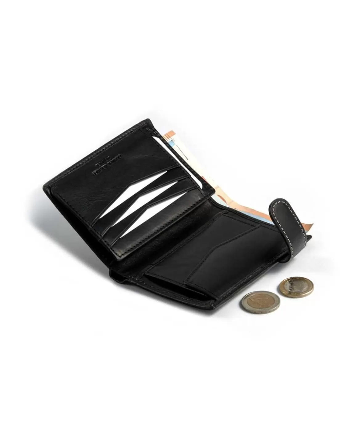 MONPIEL Men'S Leather Wallets^Wallet With Clasp And Interior Purse Central Logo Black