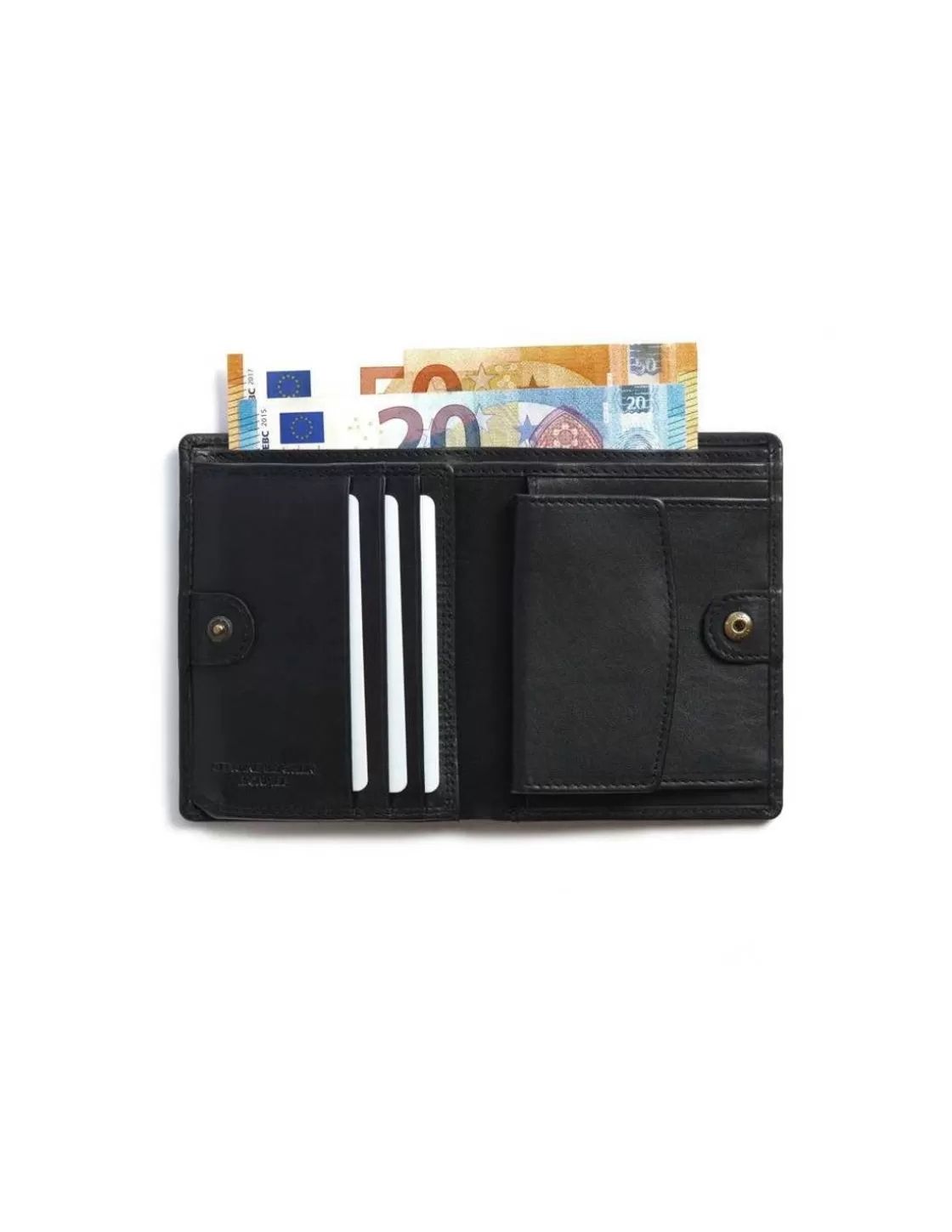 MONPIEL Men'S Leather Wallets^Wallet With Clasp Inside And Coin Pocket Mountain Black