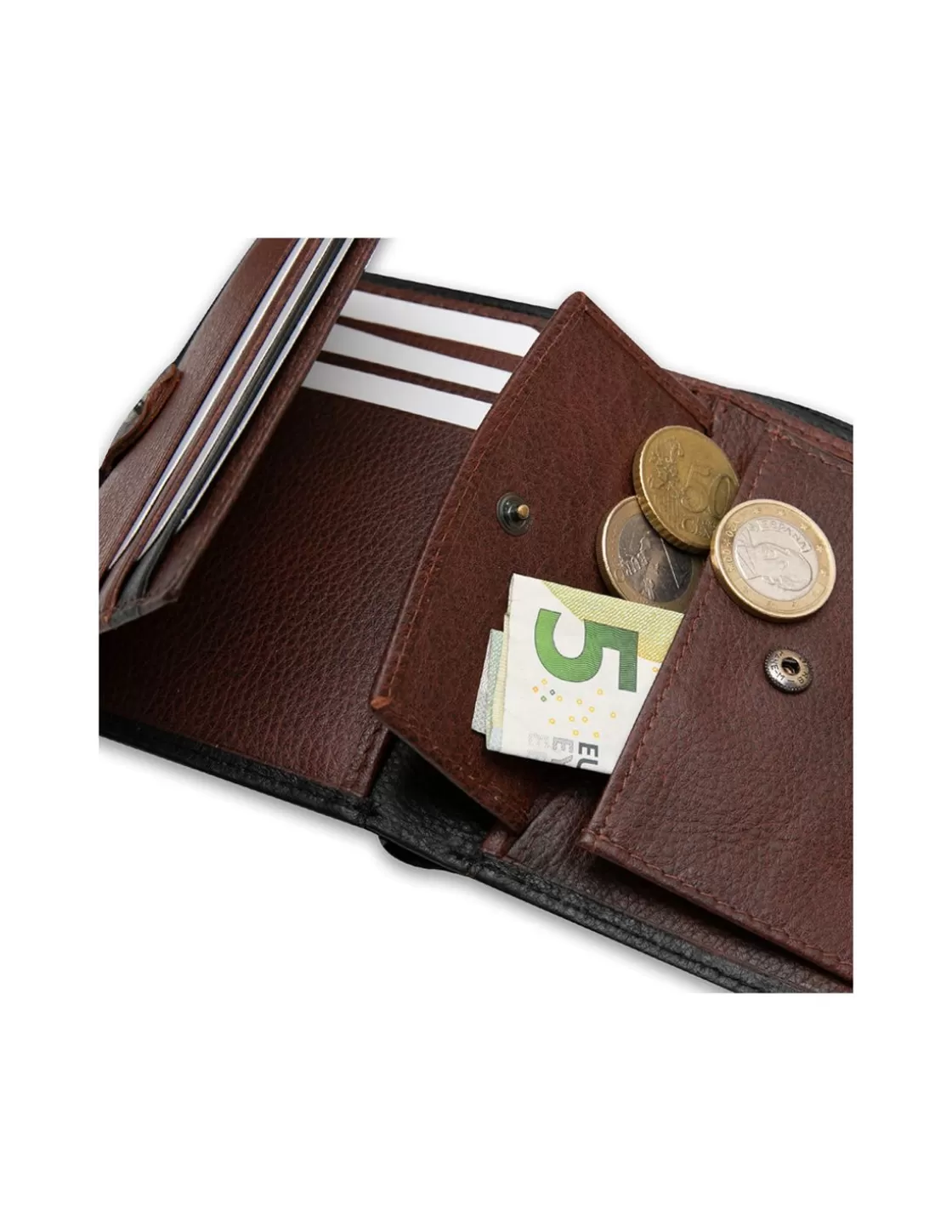 MONPIEL Men'S Leather Wallets^Wallet With Inner Loop And Stamped Purse Black