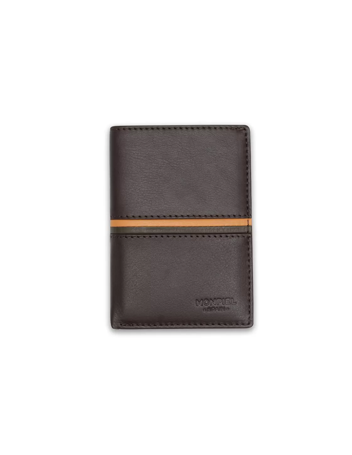 MONPIEL Men'S Leather Wallets^Wallet With Purse Inside Color Stripes Brown