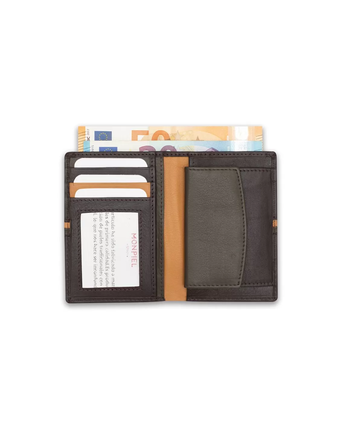 MONPIEL Men'S Leather Wallets^Wallet With Purse Inside Color Stripes Brown