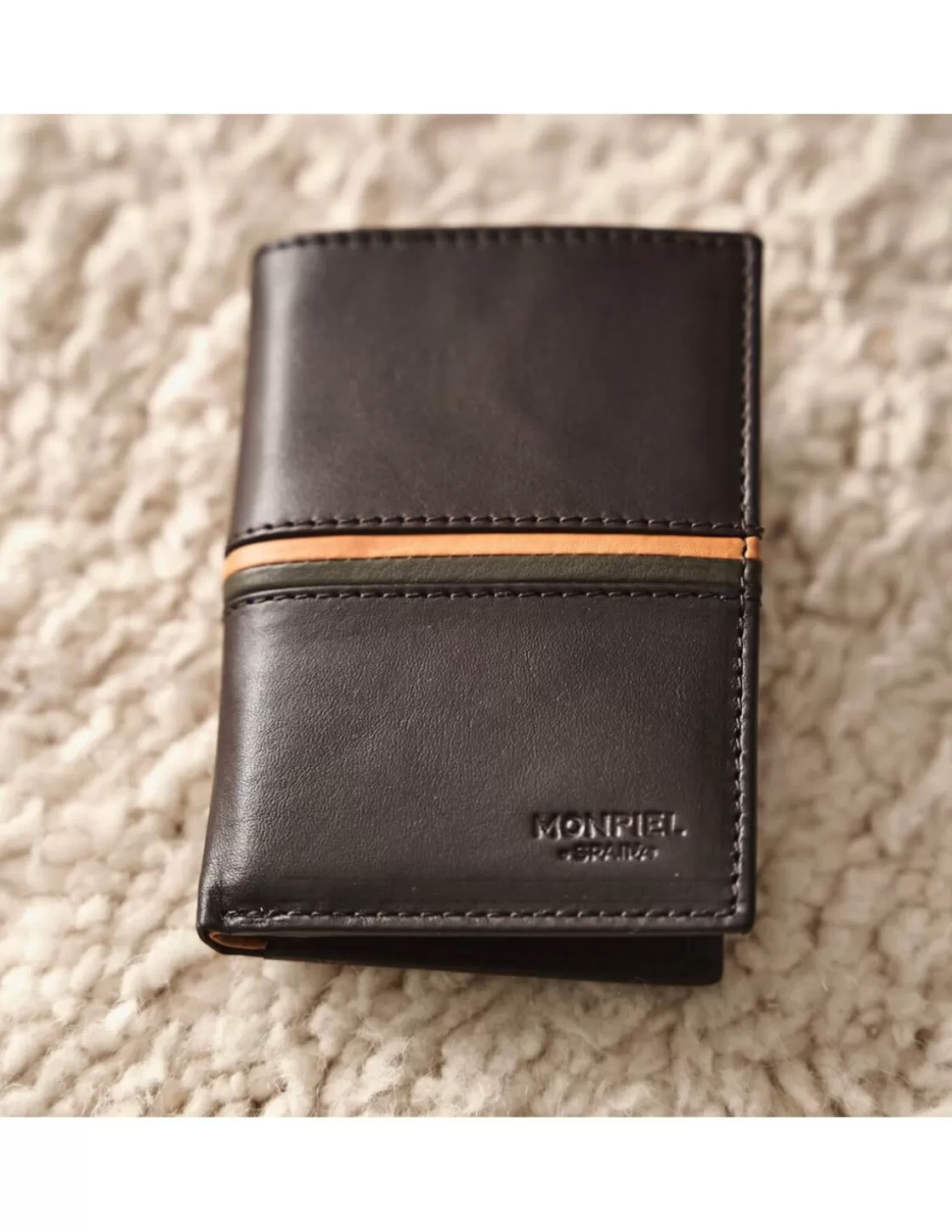 MONPIEL Men'S Leather Wallets^Wallet With Purse Inside Color Stripes Brown