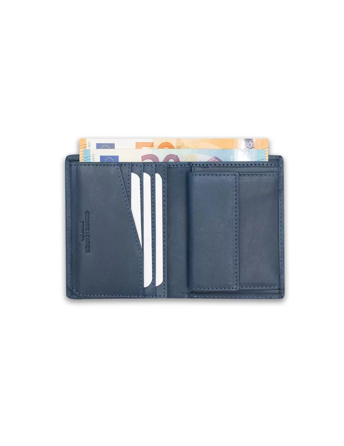 MONPIEL Men'S Leather Wallets^Wallet With Purse Inside Patch With Logo Blue