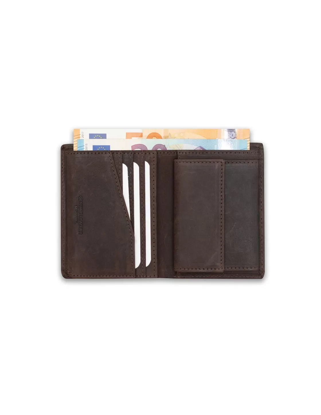 MONPIEL Men'S Leather Wallets^Wallet With Purse Inside Patch With Logo Brown