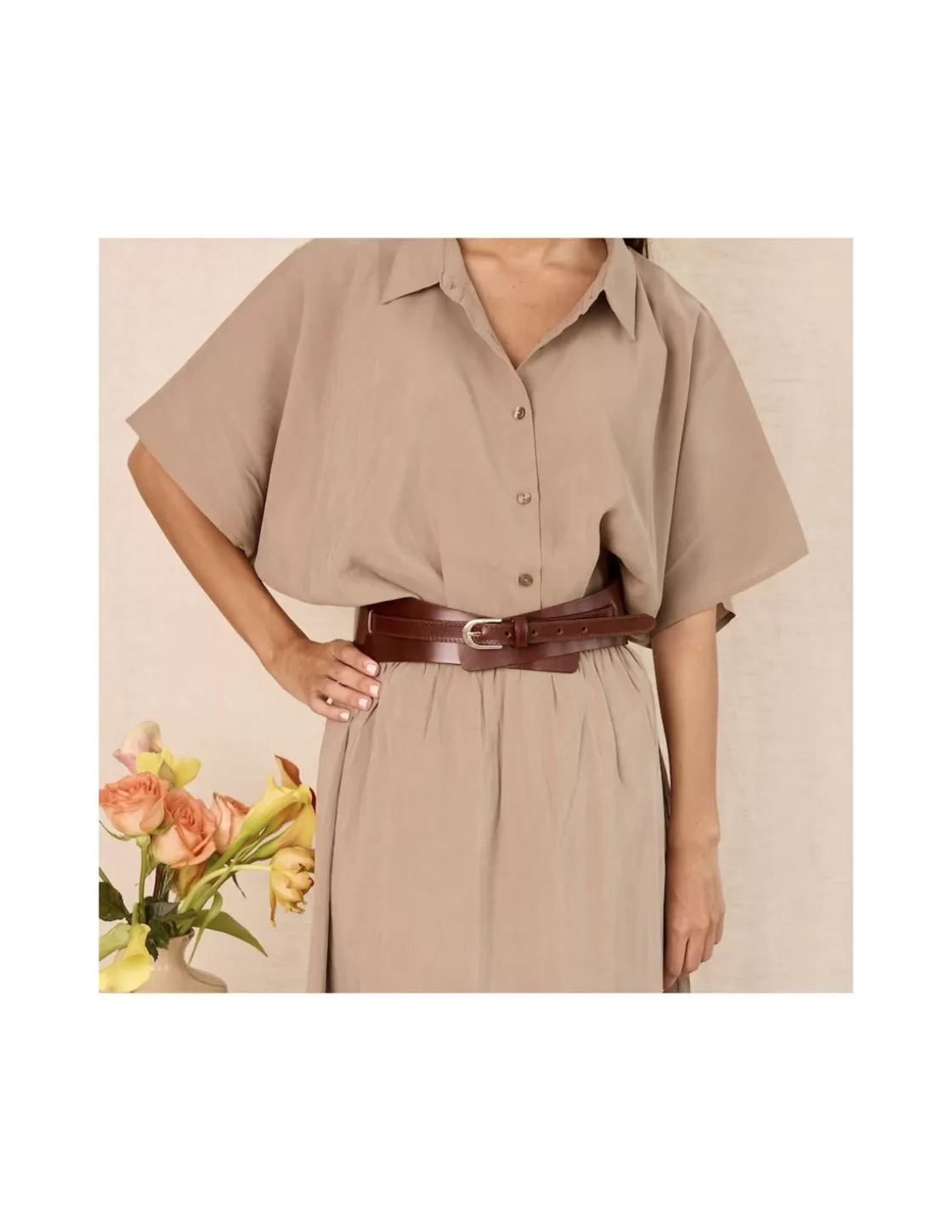MONPIEL Women'S Leather Belts^Wide Belt Over Havana