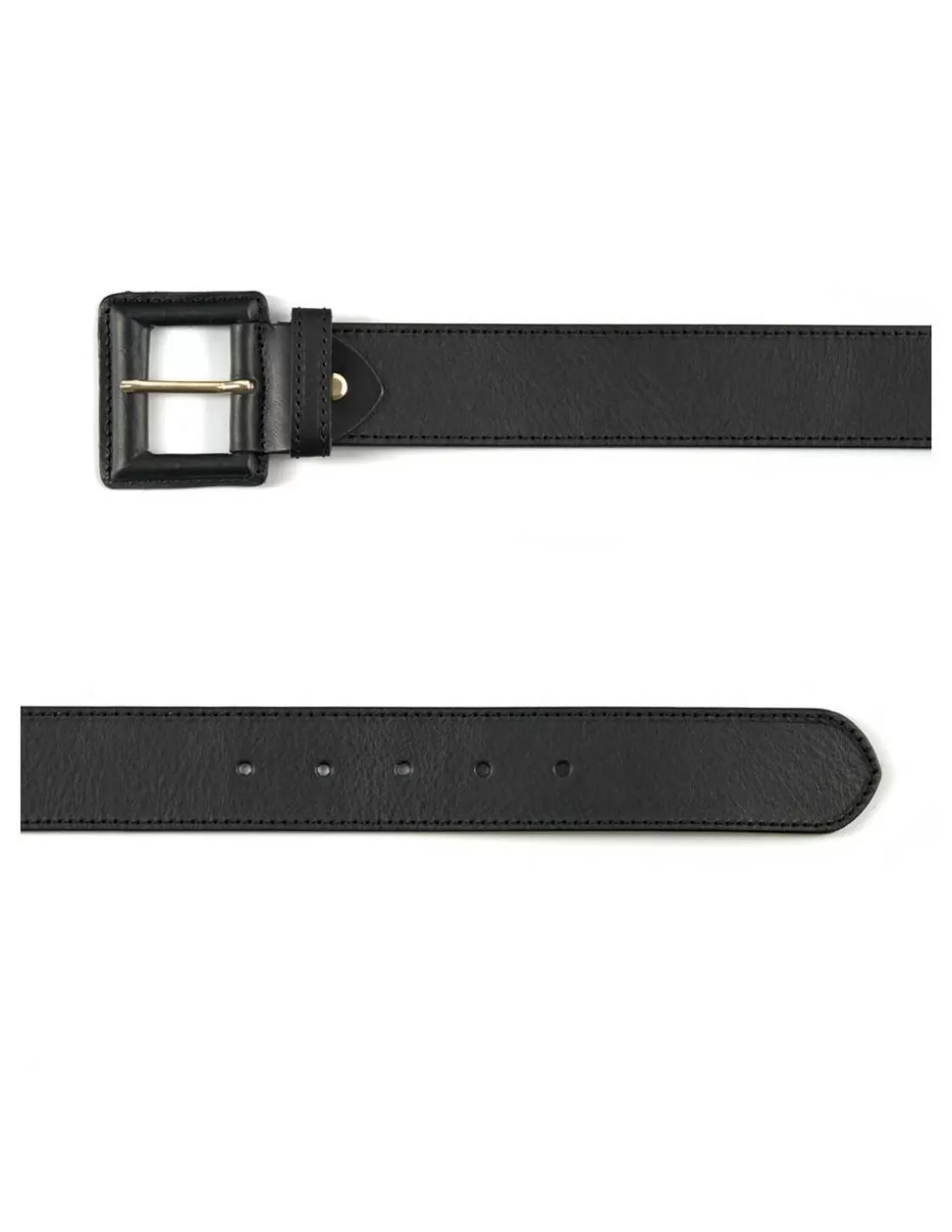 MONPIEL Women'S Leather Belts^Wide Leather Belt With Lined Buckle Black
