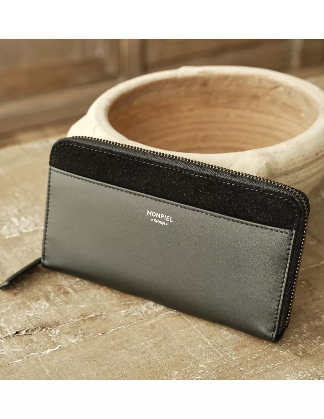 MONPIEL Women'S Leather Wallets^Woman Leather Zip Wallet Black