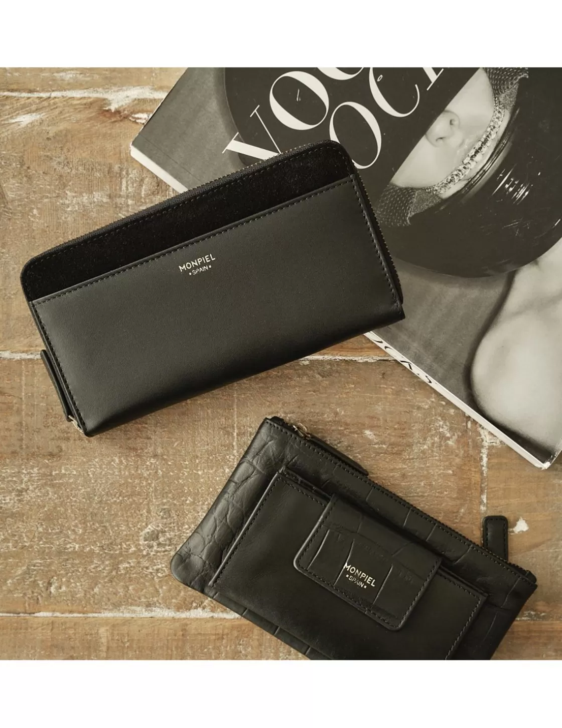 MONPIEL Women'S Leather Wallets^Woman Leather Zip Wallet Black