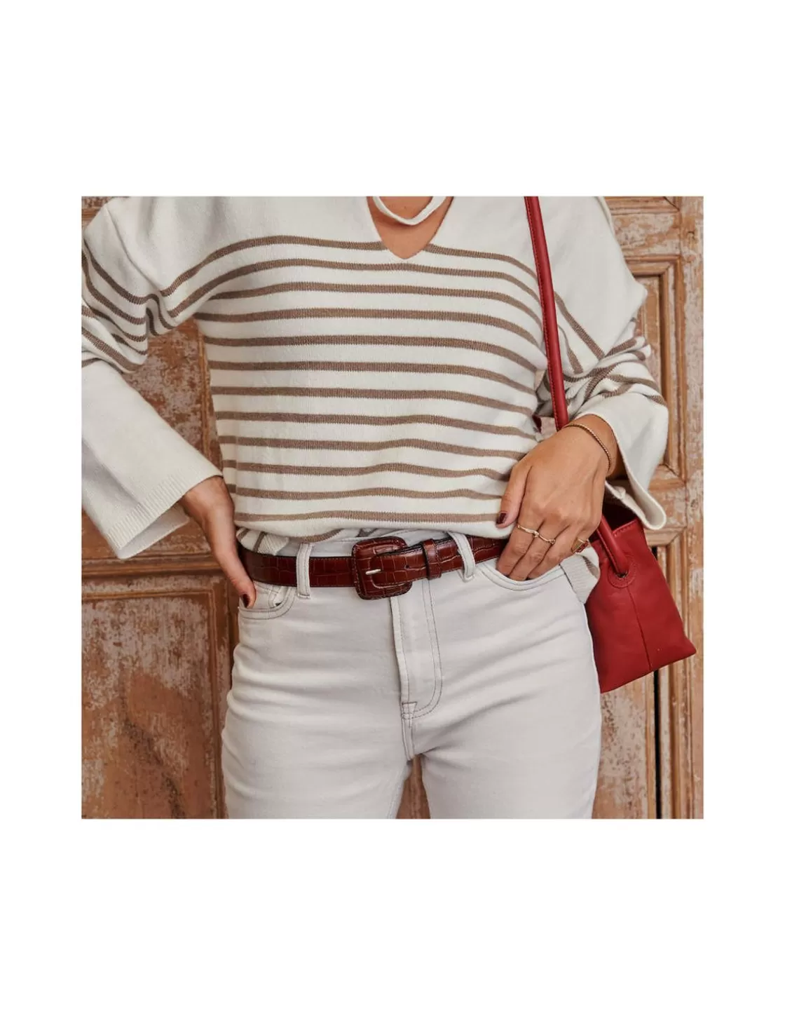 MONPIEL Women'S Leather Belts^Women'S Crocodile Lined Buckle Belt Others