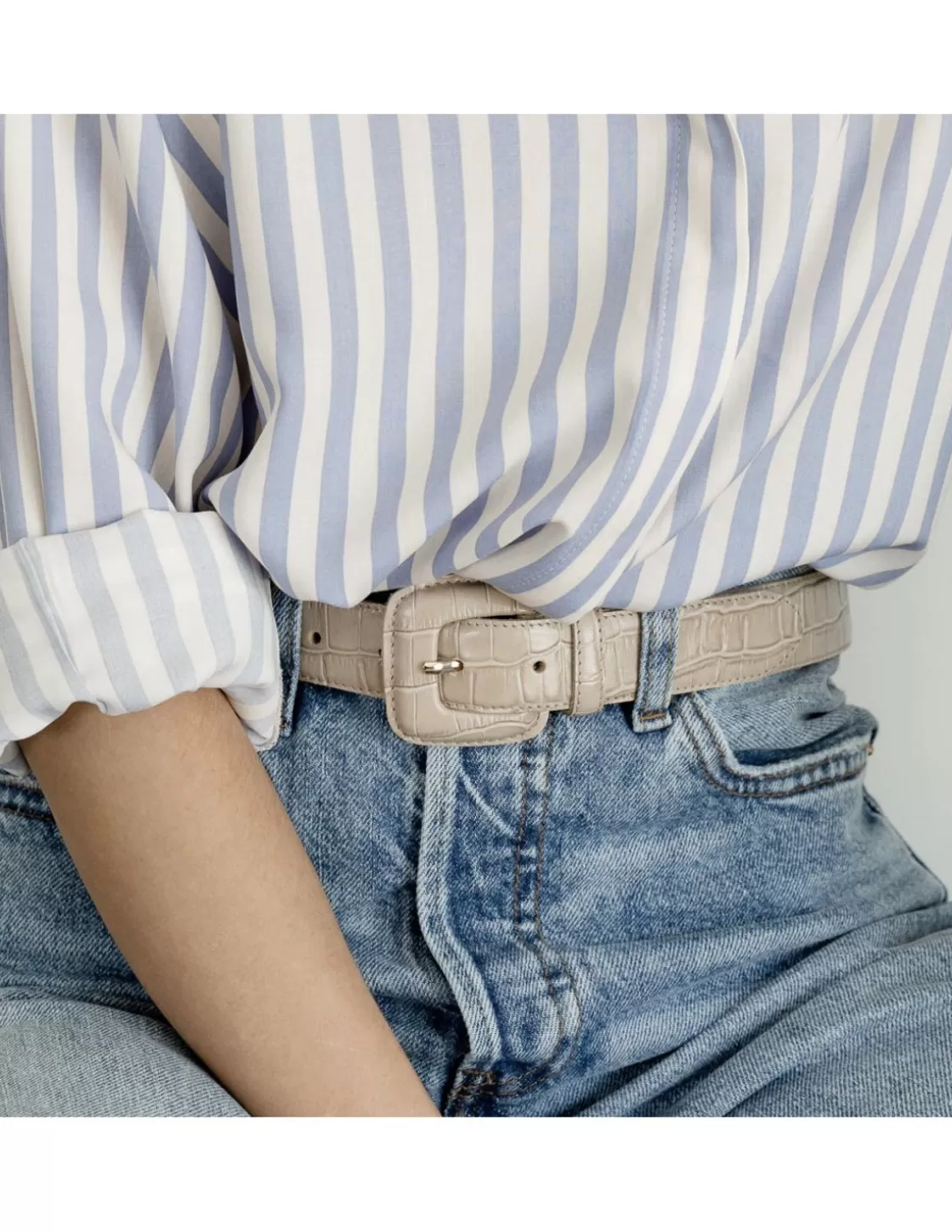 MONPIEL Women'S Leather Belts^Women'S Crocodile Lined Buckle Belt