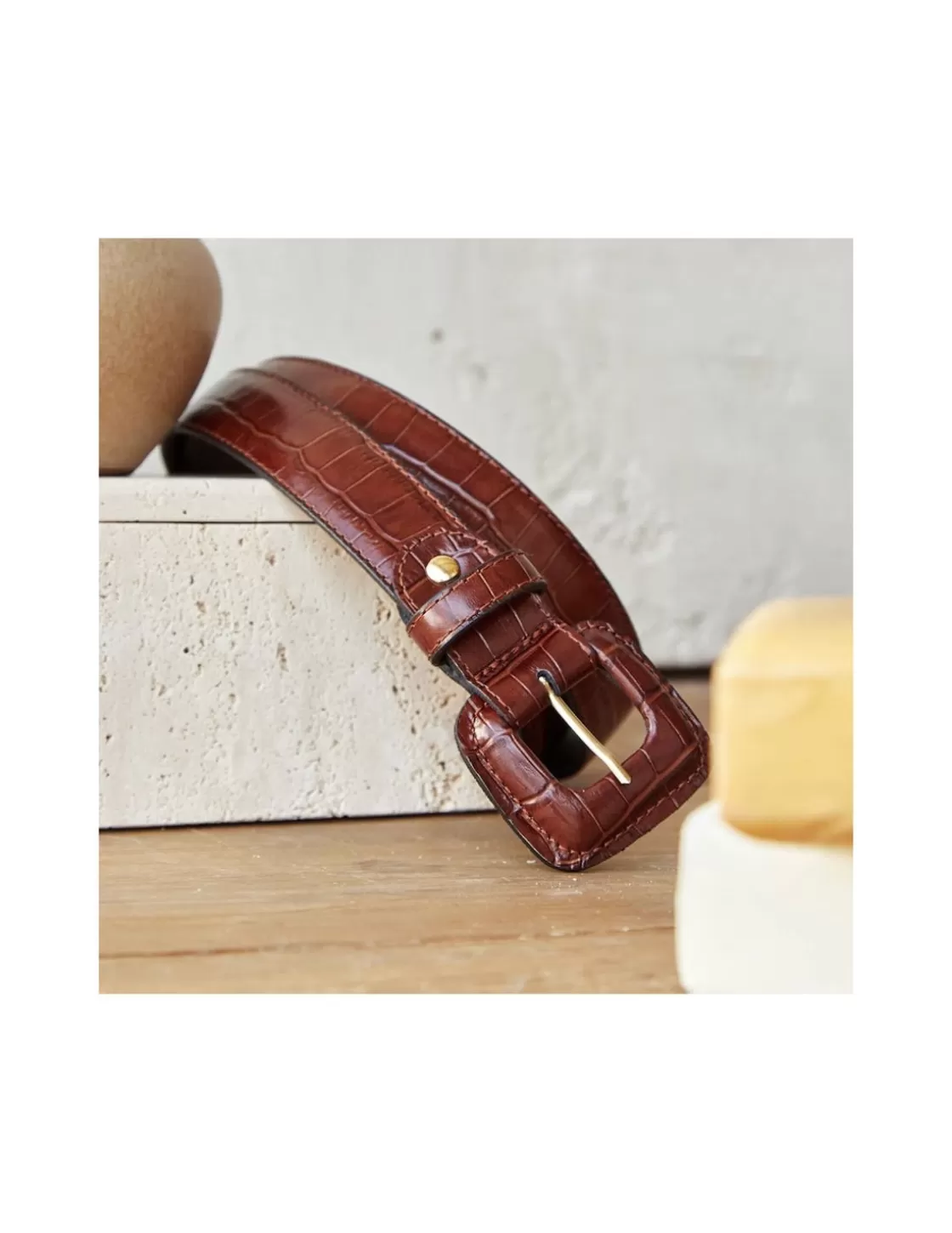 MONPIEL Women'S Leather Belts^Women'S Crocodile Lined Buckle Belt Others