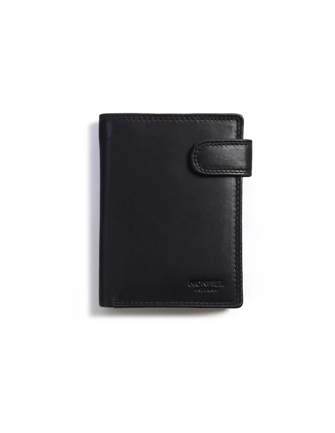 MONPIEL Men'S Leather Wallets^Xl Leather Wallet With Loop And Coin Purse Black